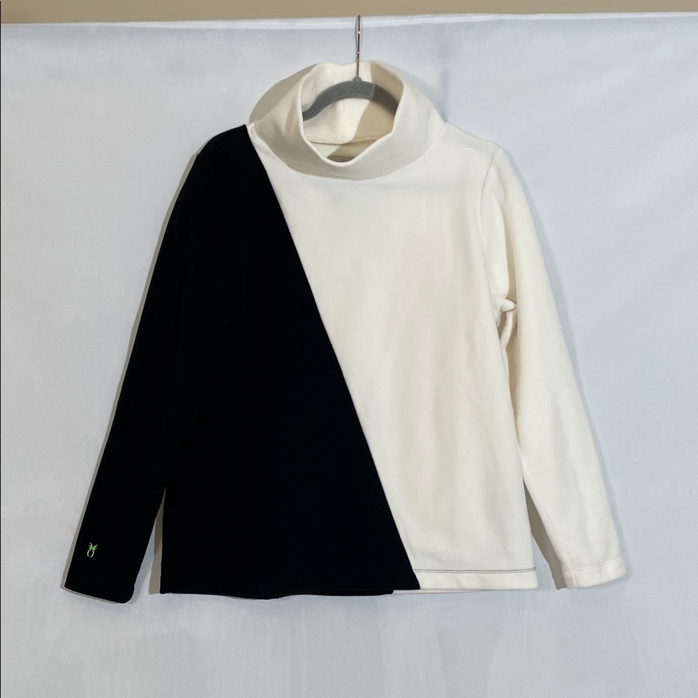 NWT Dudley Stephens Greenpoint Diagonal Turtleneck XL Black Cream